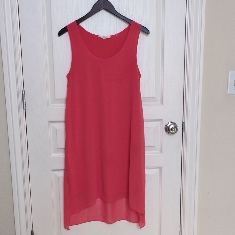 Coral Pink Chiffon Shift Dress
